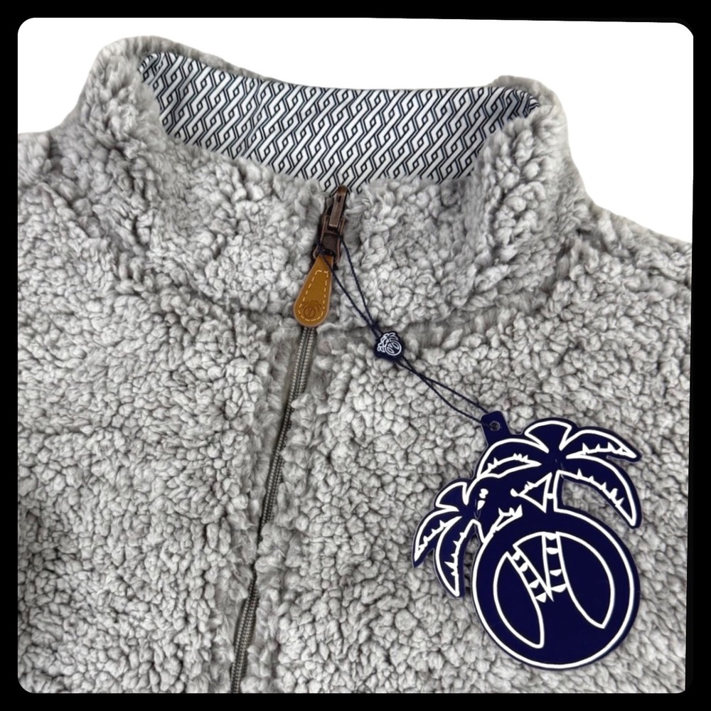 USA Palm Reversible Sherpa 1/4 Zip Pullover Men 3XL Grey Black Drift Fleece‎